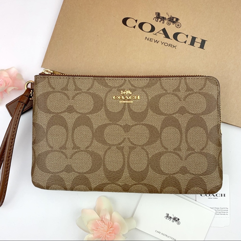 💕Coach💕Signature Double Zip Wristlet